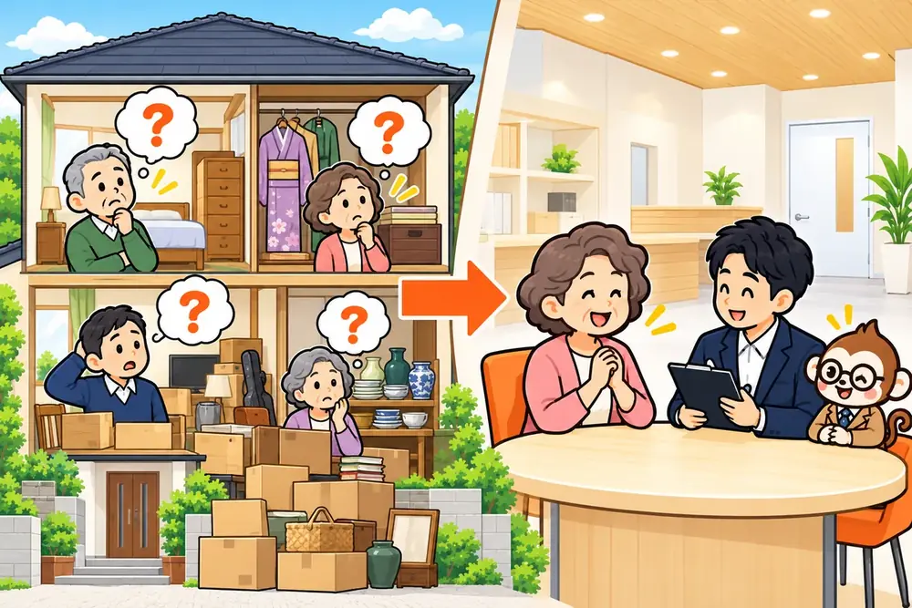 実家のモノの困りごとが、相談につながる（イラスト）