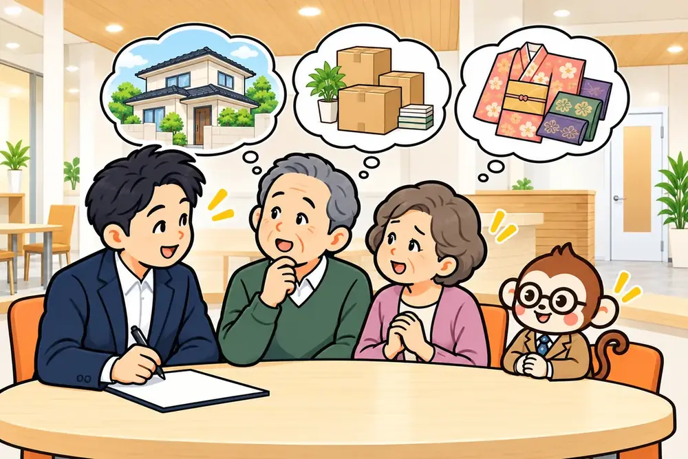本部に質問するご夫婦のイラスト