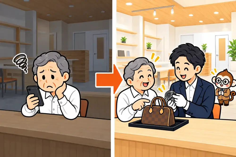 不安な人が相談して安心するイラスト