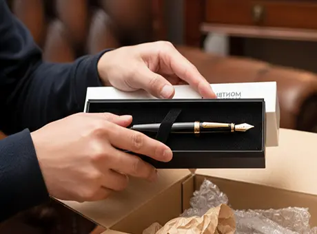 万年筆を詰めて発送