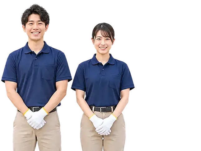不用品を積んだトラックとスタッフ