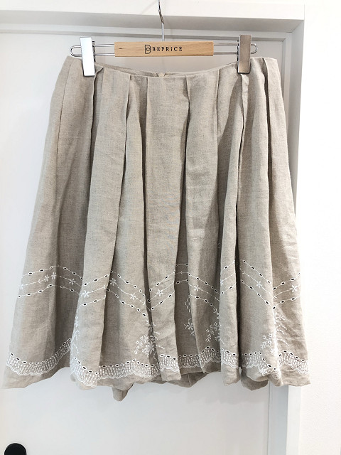 スカート 2018年 Skirt Linen Fiower 37928 ナチュラル