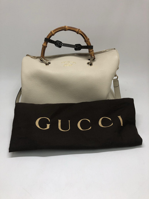 グッチ グッチ 353124 バンブーショッパー 2WAY レザー ボストンバッグ アイボリー