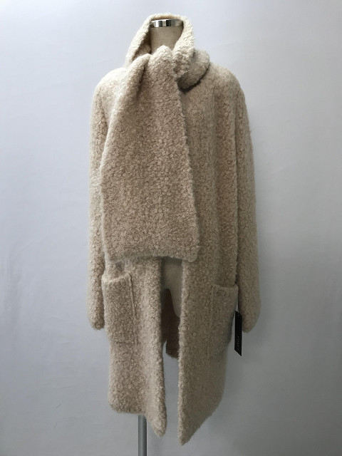 コート 2019年 40122 Knit Coat マフラー付き ピンクベージュ