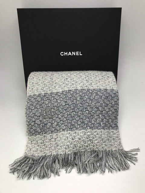 シャネル ストール  カシミヤ混 グレー