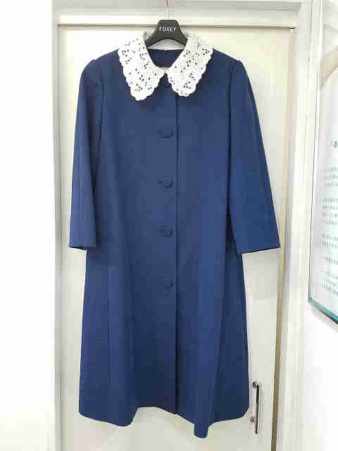 フォクシー コート 2019年 39453 Coat Selena レース衿付き ブルー