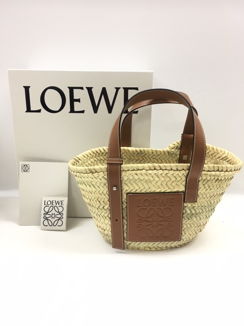 ロエベ トートバッグ  バスケットバッグ スモール ラフィア ナチュラル　タン