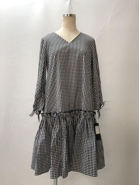 フォクシーニューヨーク ワンピース 2019年 40086 コットンBLEND ギンガムチェック ホワイト