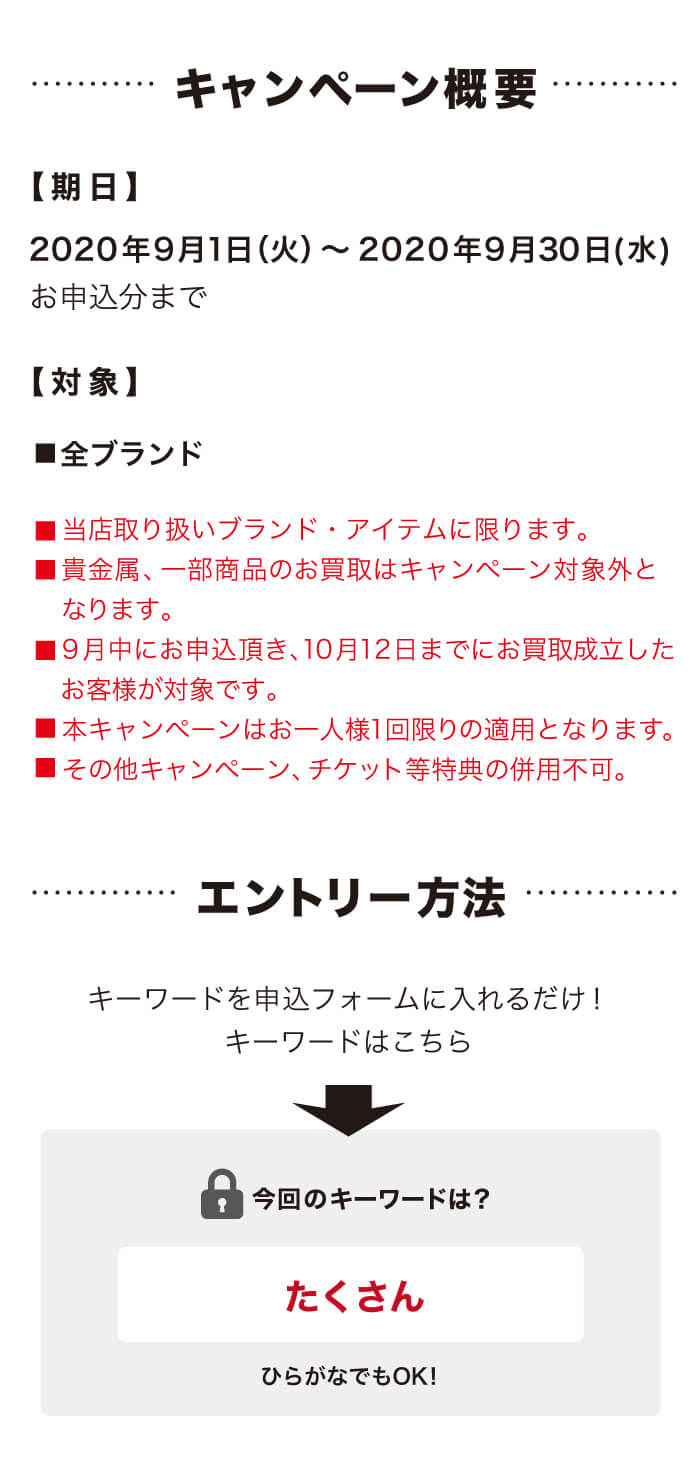 今月のキャンペーンコードは【たくさん】