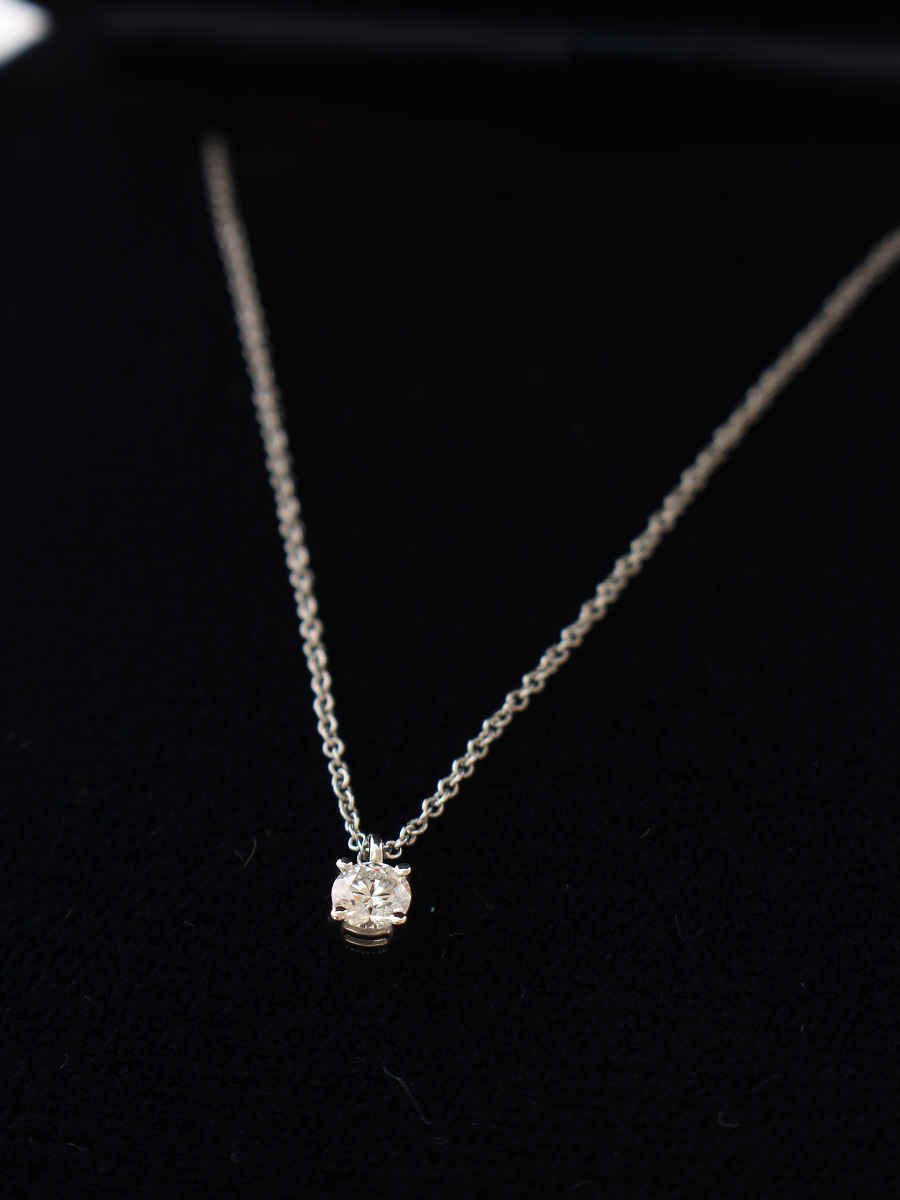 PT950 D0.24ct VS2 VG G ソリティアダイヤ ネックレス 2.5g シルバー