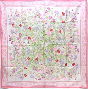 エルメススカーフ カレOEillets sauvages et autres Caryophyllees 野生のカーネーションやナデシコなど