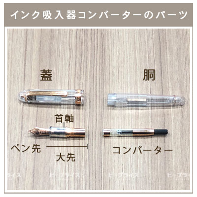 インク吸入器コンバーターのパーツについて