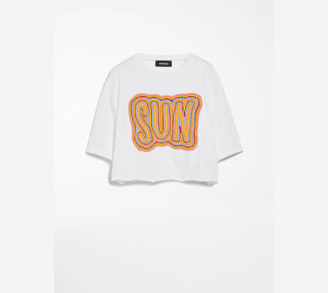 スポーツマックスクロッシェ ディテール クロップド Tシャツ 17971013104