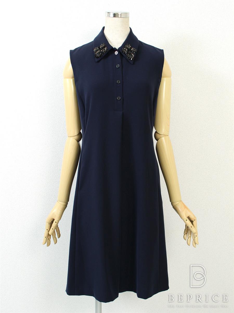 フォクシーニューヨーク 2015年 ワンピース Embroidered Crepe Shirt dress 34119 ネイビー買取実績 | 東京都中央区