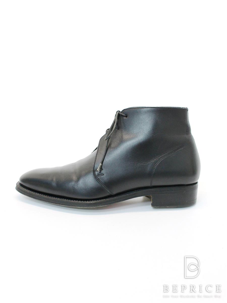 美品 サントーニ 5429 チャッカブーツ ブラック レザー 即決☆イタリア製 Santoni☆26cm位 レザーチャッカブーツ
