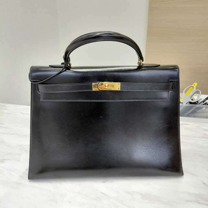 エルメス ボックスカーフ 外縫い ケリー35  ブラック買取実績 | 北海道