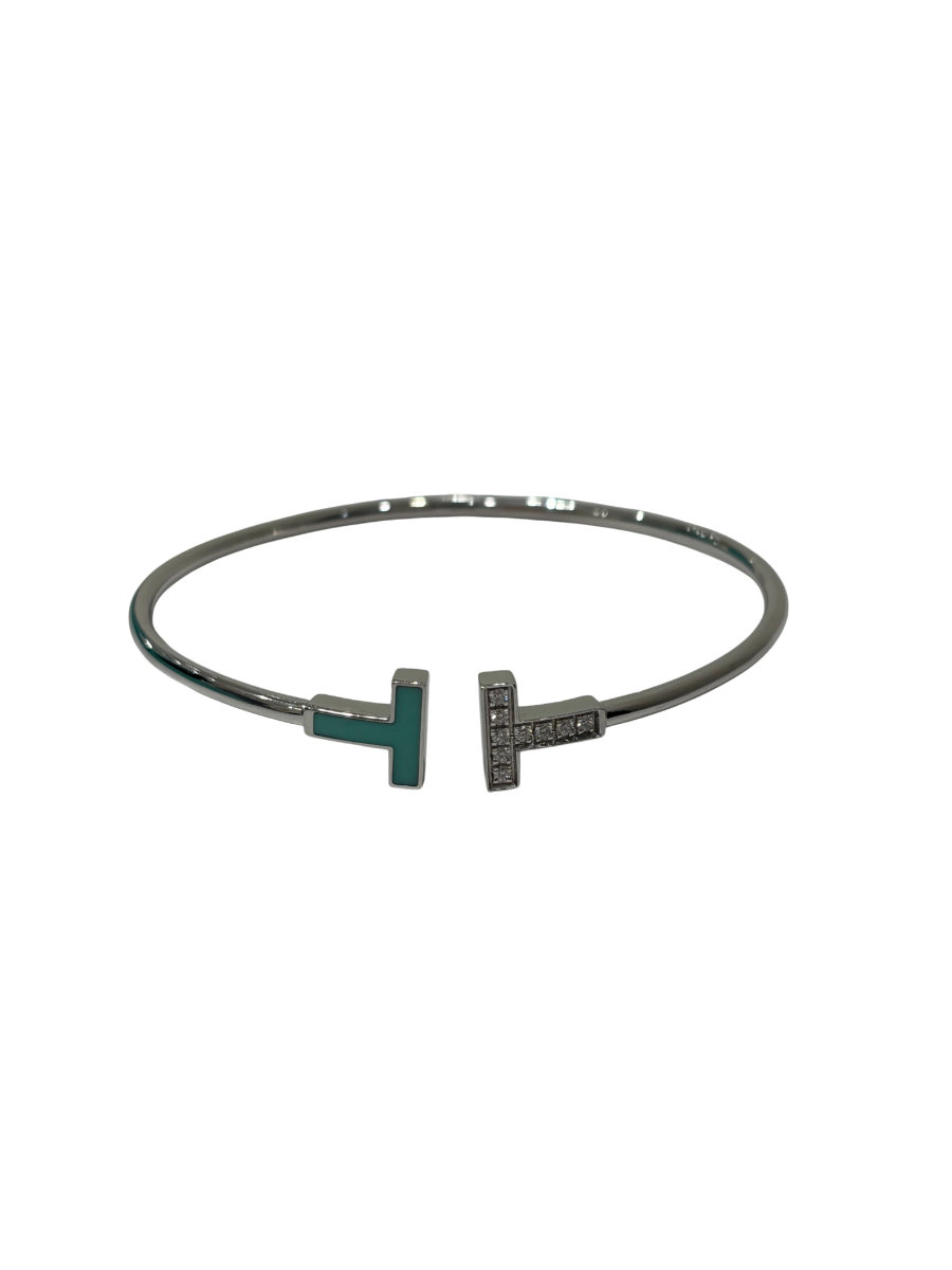 ティファニー ティファニーT ダイヤモンド＆ターコイズ ワイヤーブレスレット K18WG買取実績 | 東京都