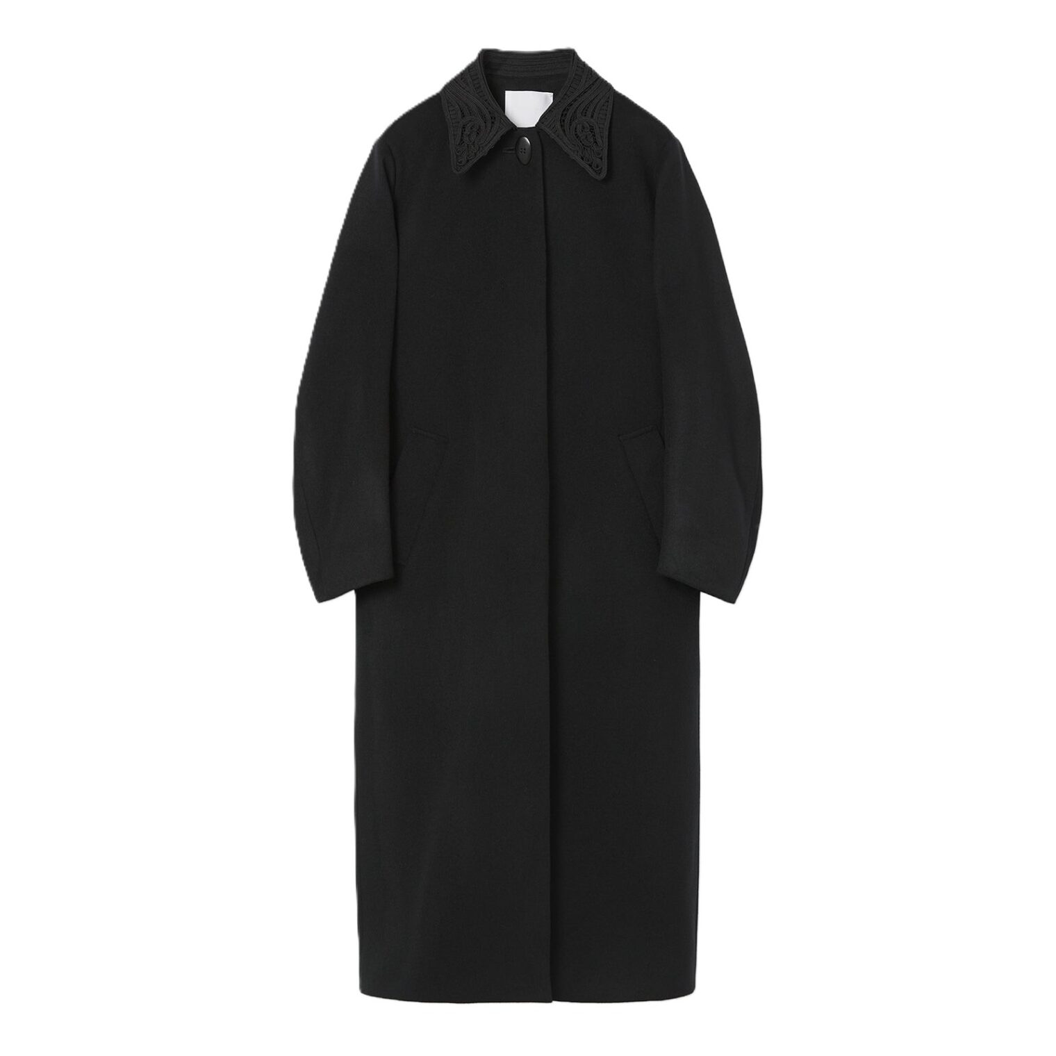 マメクロゴウチWool Melton Embroidery Collar Long Coat MM25FW-CO052