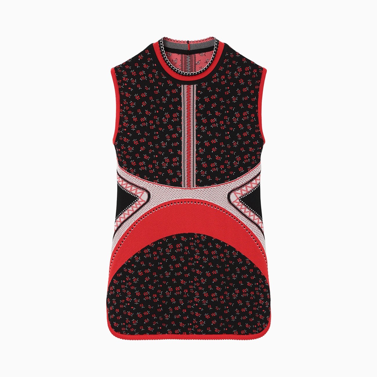 マメクロゴウチFloral Jacquard Sleeveless Knitted Top MM25FW-KN026