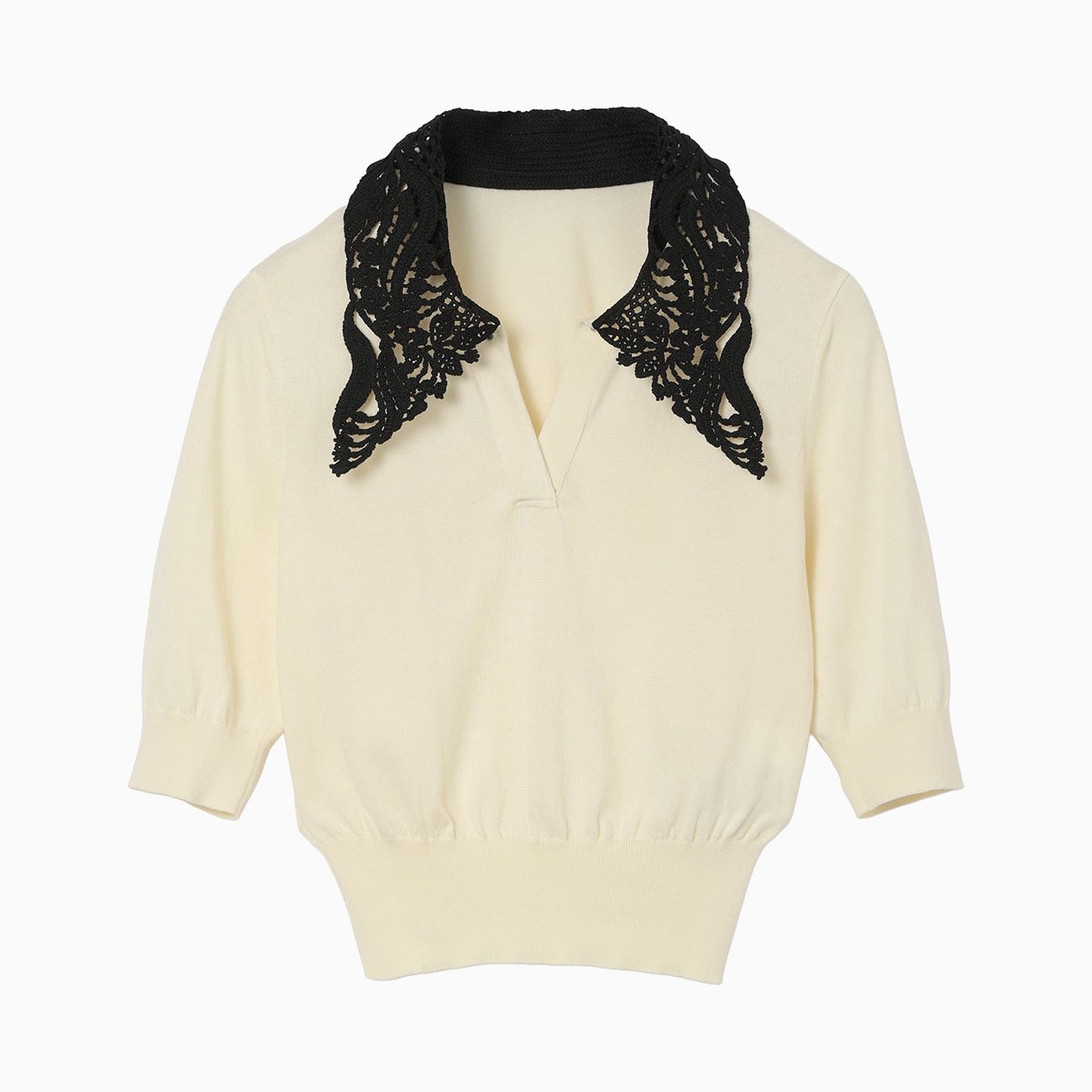 マメクロゴウチEmbroidery Collar Knitted Top MM25FW-KN037