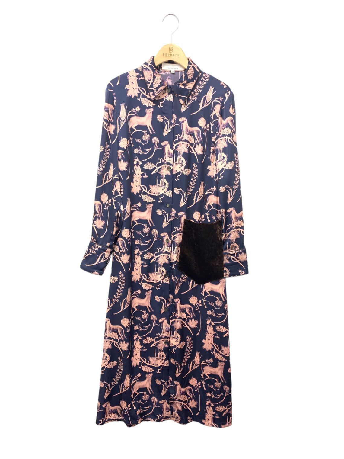 アキラナカ AW1707NVPK シャツワンピース 36 ネイビー 総柄プリント ベロアポケット買取実績 | 東京都荒川区
