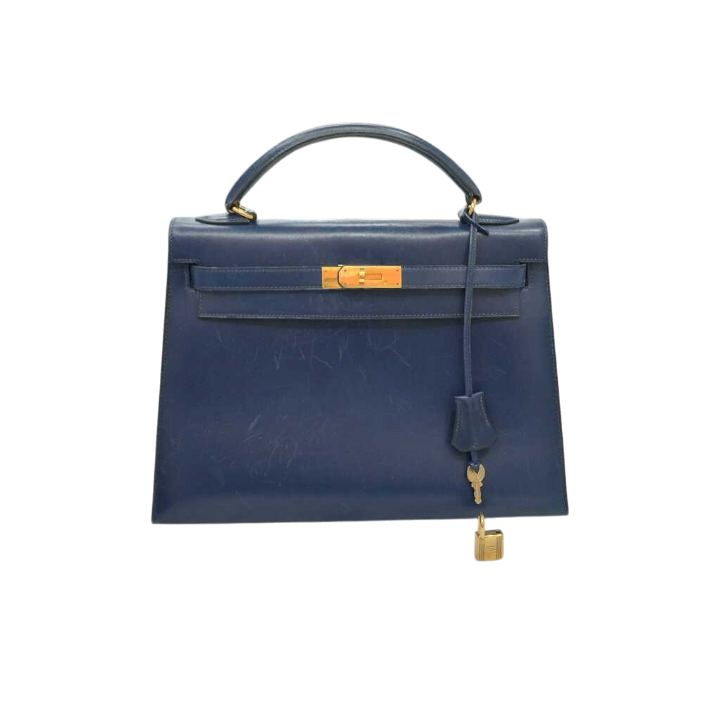 エルメス ケリー32 ブルー ボックスカーフ ゴールド金具買取実績 | 東京都港区