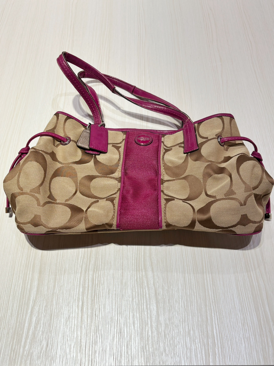 コーチ シグネチャー トートバック ベージュ×紫買取実績 | 札幌市厚別区
