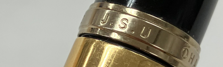 大橋堂万年筆 漆塗りエボナイト スタンダードサイズ 尻細モデル K18金帯 14K仕様（J.S.U刻印あり）