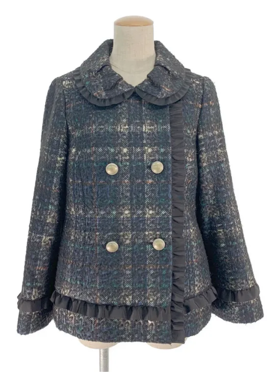 エムズグレイシー コート Needle-punch Check Coat 819529 2018年ネイビー買取参考価格 | 山口県山口市