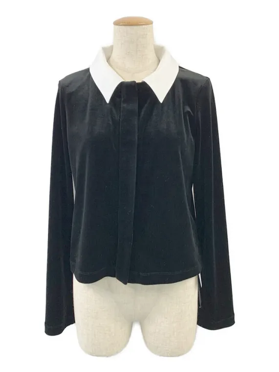 フォクシー☆人気ベロア黒 ノーカラージャケット 42 43162 Jacket 