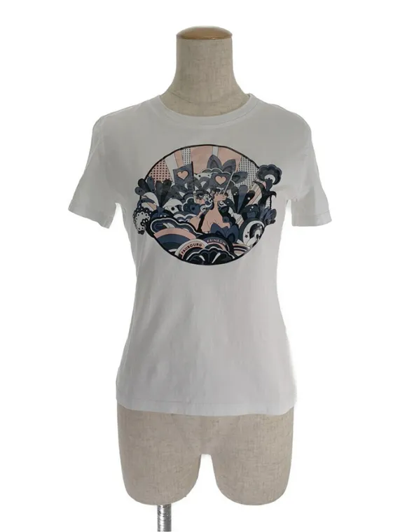 【美品】エルメス☆センタープリント入りTシャツ カルトゥッシュ 高級デザイン 美品】エルメス☆センタープリント入りTシャツ カルトゥッシュ