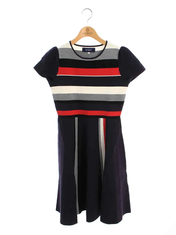 エムズグレイシー ワンピース Tricolor Knit One-piece 918306 2019年ホワイト レッド買取参考価格 | 大阪府箕面市