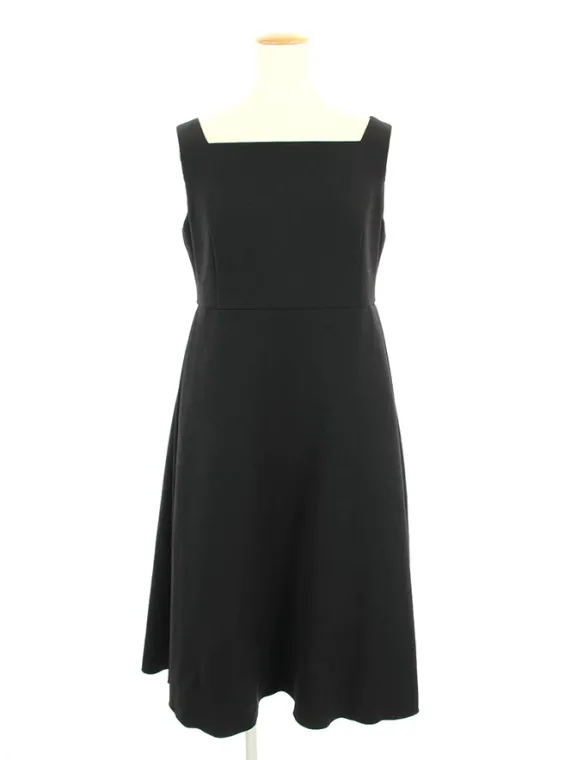 美品 フォクシーニューヨーク ドレスワンピース アシンメトリー 黒 42 FOXEY NEW YORK 美品 フォクシー ニューヨーク お袖 シフォン