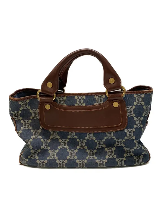 セリーヌ マカダム柄 ハンドバッグ ブギーバッグ キャンバス レザー ブラック セリーヌ CELINE ハンドバッグ ブギーバッグ マカダム ダーク