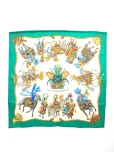 エルメススカーフ カレ90 LES FETES DU ROI SOLEIL 太陽王の祝典 グリーンの参考買取価格
