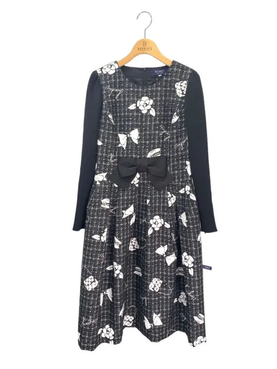 M'S グレイシー ツイードワンピース  Aランク. Tweed like Print One-piece | msgracy