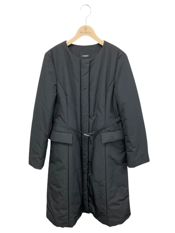 美品♡フォクシーニューヨーク　プリーツ切替ロングジャケット　定価8万　黒　40 定価8.4万 フォクシーニューヨーク ロングコート プリーツ