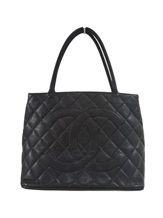 【値下げ】CHANEL シャネル トートバッグ ★キャビアスキン ブラック シャネル 復刻トート キャビアスキン ブラック シルバー金具買取
