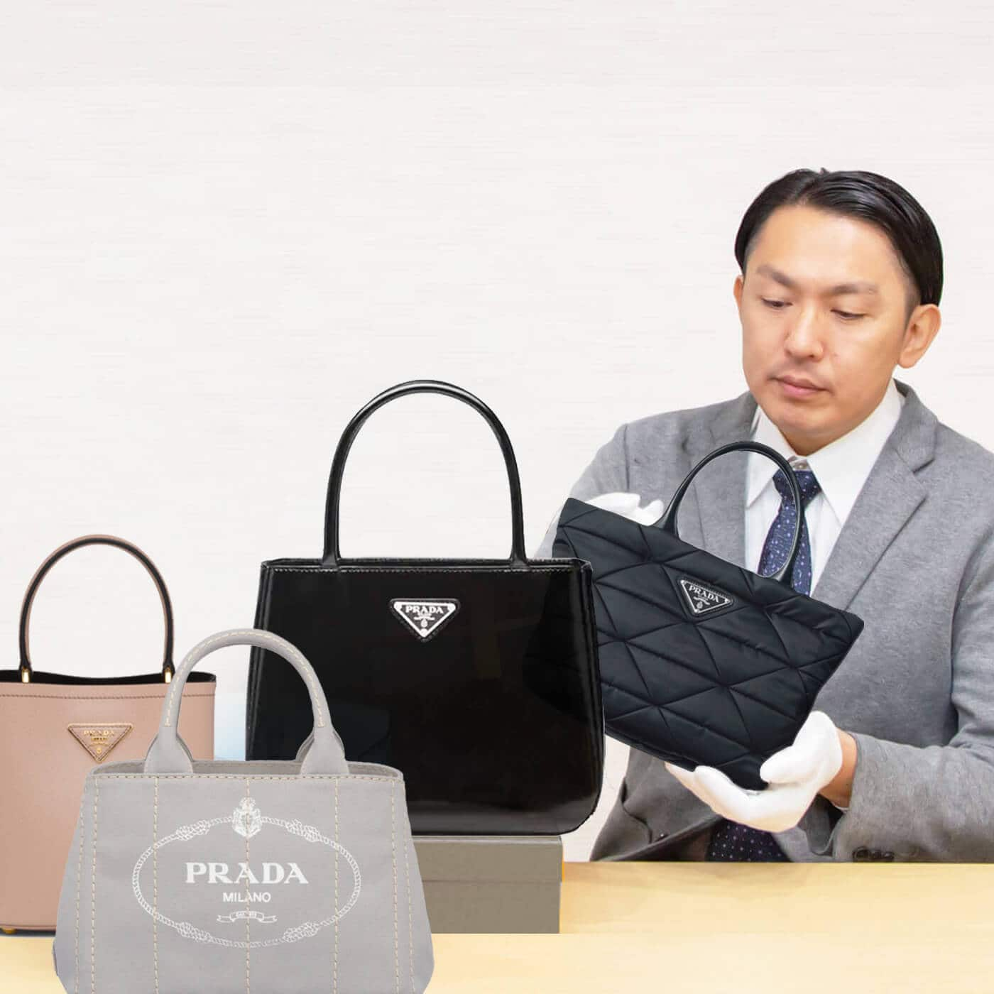 PRADA / プラダ ■ リュック ナイロン FUMO カーキ・グレー バッグ / バック / BAG / 鞄 / カバン ブランド  [0990010262]