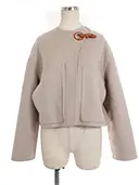 ジャケット 22SS カシミヤ ノーカラー アイレットクラスプ付き ベージュ