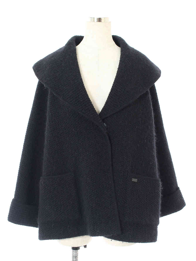 ジャケット 37477 Knit Coat Waffle Noir 2017年 ブラック