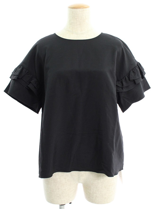 Tシャツ カットソー 37025 Blouse Ruffle Trim Sleeve Tee 2018年 ブラック