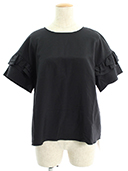 Tシャツ カットソー 37025 Blouse Ruffle Trim Sleeve Tee 2018年 ブラック