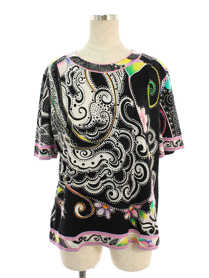 Tシャツ カットソー ペイズリー柄 ホワイト