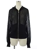 カーディガン 06247 Elegant Mesh Parka 2020年 ブラック