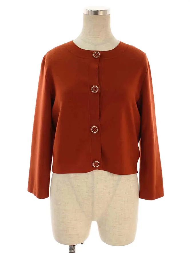 フォクシー 1ティアラボタン ウールニットカーディガン 38 S 39922