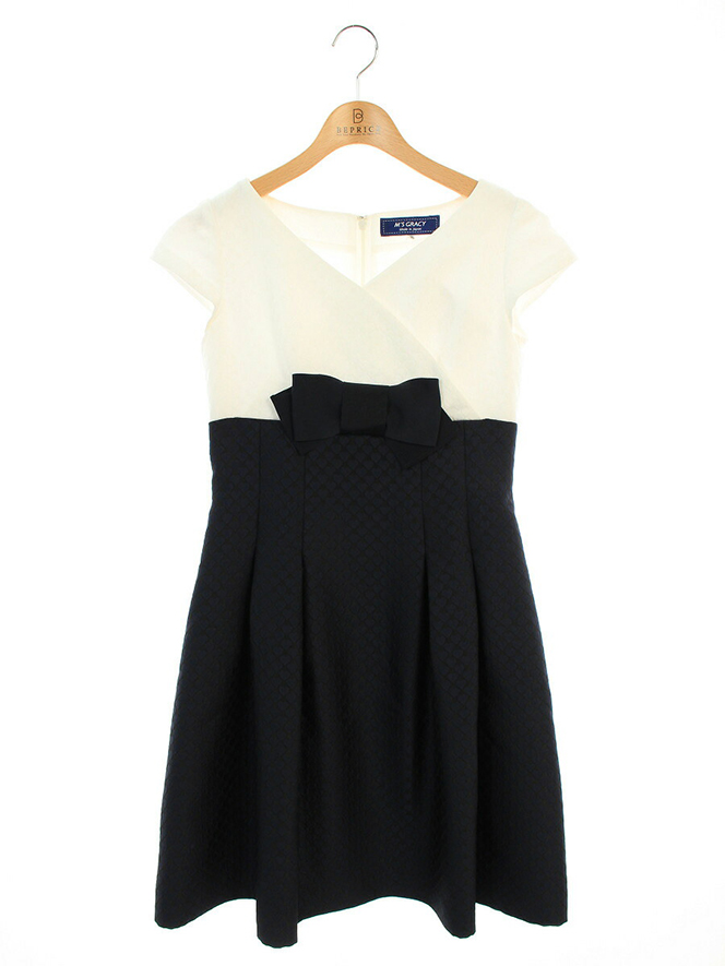 ワンピース White x Navy  Elegant Dress 911301 2019年ネイビー