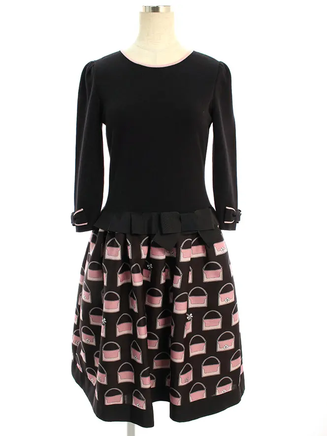 エムズグレイシー2018カメリアバッグ黒ピンク （M 