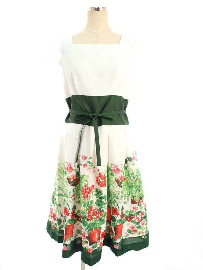 ワンピース Garden Flower Dress 811344 2018年グリーン