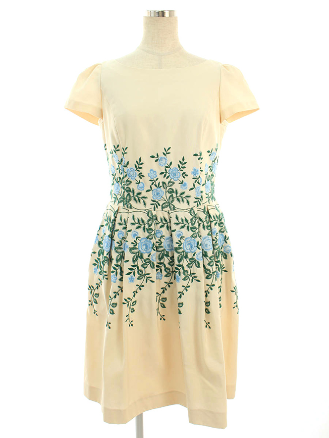 ワンピース Flower pattern Embroidery Dress 911307 2019年ブルー　グリーン